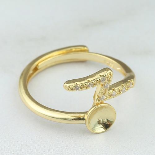 Brass Bezel Ring Base DIY & micro pave cubic zirconia Sold By PC