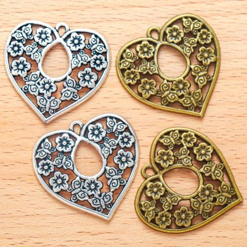 Zinc Alloy Heart Pendler, forgyldt, du kan DIY, flere farver til valg, 32x30mm, 100pc'er/Bag, Solgt af Bag