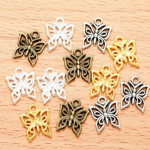 Zinc Alloy Animal Pendler, Butterfly, forgyldt, du kan DIY, flere farver til valg, 14x12mm, 100pc'er/Bag, Solgt af Bag