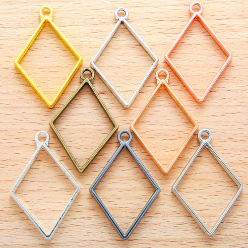 Sinc Alloy Pendants, Rhombus, plátáilte, DIY, dathanna níos mó le haghaidh rogha, 40x25mm, 100ríomhairí pearsanta/Mála, Díolta De réir Mála