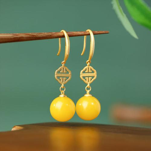 Zinc Alloy Drop Earring, guldfarve belagt, Vintage & for kvinde & hule, 12x43mm, Solgt af par