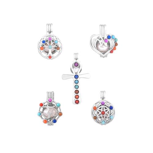 Bola boule pendentif, laiton, Placage de couleur platine, styles différents pour le choix & pour femme, Vendu par PC