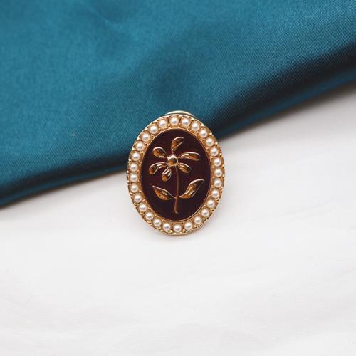 Zinc Alloy Brooches with Plastic Pearl for woman red Sold By PC