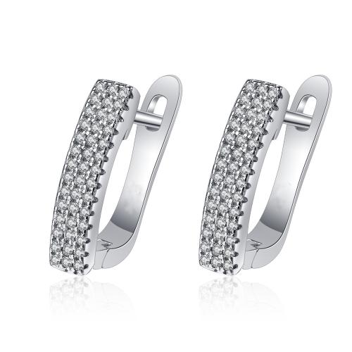 Kubinių Zirconia Mikro Pave Žalvario auskarai, Žalvarinis, Bižuterijos & mikro nutiesti kubinių Zirconia & moters, daugiau spalvų pasirinkimas, 3.94x16.88mm, Pardavė Pora