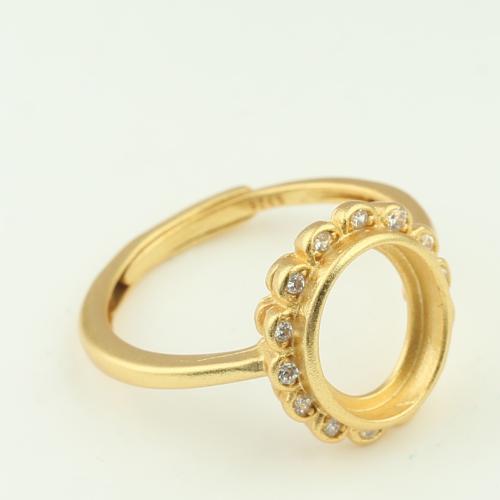 Brass Bezel Ring Base DIY & micro pave cubic zirconia Sold By PC