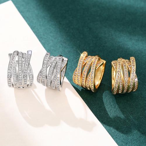 Kubinių Zirconia Mikro Pave Žalvario auskarai, Žalvarinis, Bižuterijos & mikro nutiesti kubinių Zirconia & moters, daugiau spalvų pasirinkimas, 15x11mm, Pardavė Pora