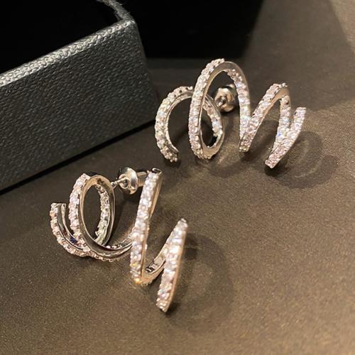 Cubic Zirconia Micro Pave Brass Earring fashion jewelry & micro pave cubic zirconia & for woman Sold By Pair