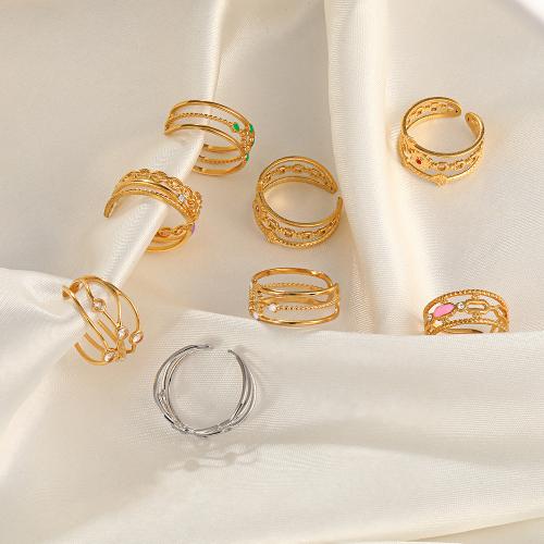 Vinger Ring in edelstaal, 304 roestvrij staal, mode sieraden & uniseks & verschillende stijlen voor de keuze, meer kleuren voor de keuze, inside diameter 17mm, Verkocht door PC