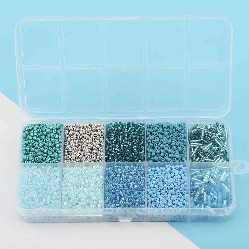 Fashion Glass Beads with Plastic Box colorful plated DIY & 10 cells Sold By Box