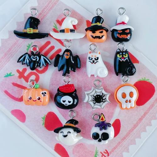 Fashion-Halloween-Tijdens, Hars, met Ijzer, Afdrukken, Halloween ontwerp & Andere vorm voor keuze & DIY, meer kleuren voor de keuze, Ca 100pC's/Bag, Verkocht door Bag