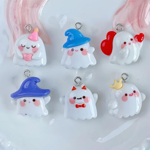 Fashion Halloween Pendant Resin with Iron Ghost printing Halloween Design & DIY Approx Sold By Bag