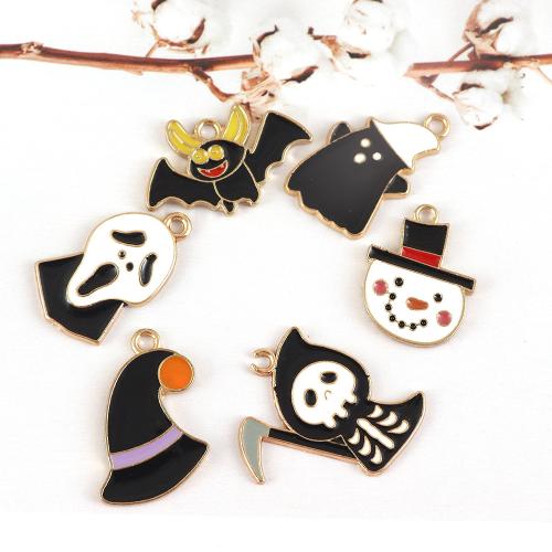 Fashion Halloween vedhæng, Zinc Alloy, guldfarve belagt, Halloween Design & Anden figur til valg & du kan DIY & emalje, flere farver til valg, nikkel, bly & cadmium fri, Ca. 100pc'er/Bag, Solgt af Bag