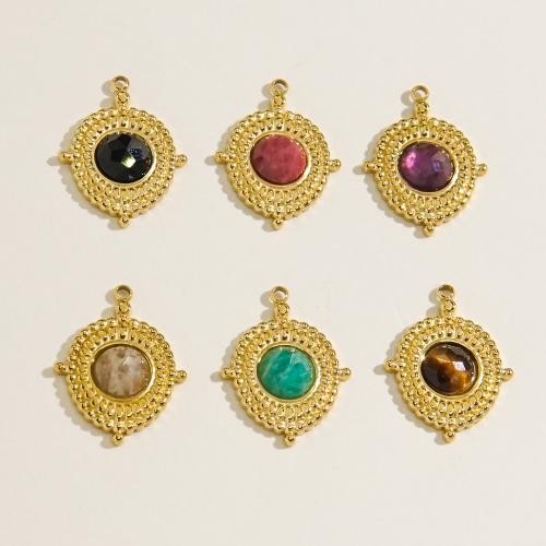 Zinc Alloy Pendants with Natural Stone Vacuum Ion Plating DIY Sold By PC