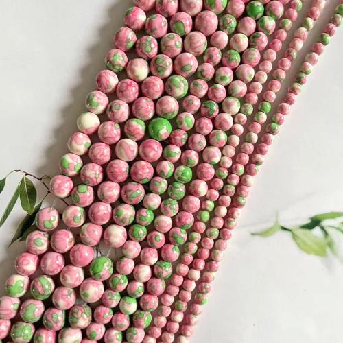 Rain Flower Stone Beads Round DIY Sold By Strand