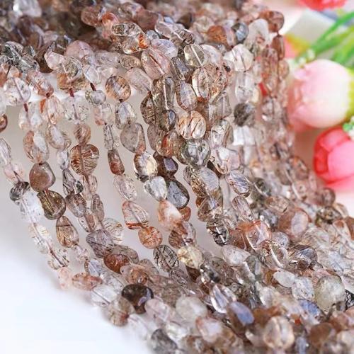 Natural Quartz Jewelry Beads Rutilated Quartz Round DIY 8mm Sold By Strand