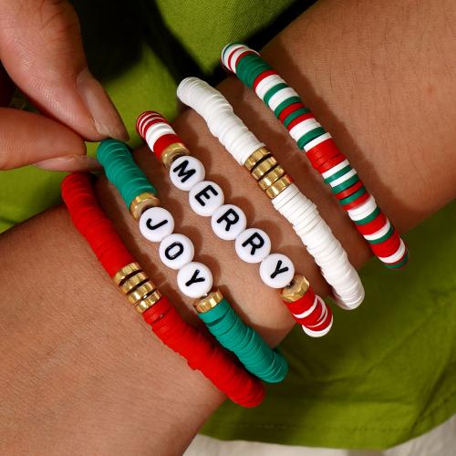 Pulseiras do  Natal, plástico, with argila de polímero, Design de Natal & para mulher, cores misturadas, comprimento 17.5 cm, vendido por Defina