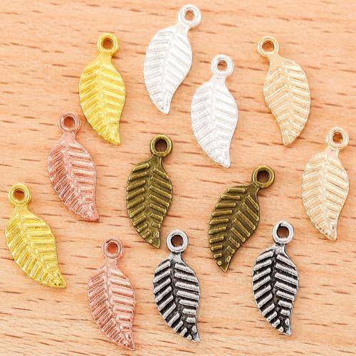 Cink Alloy Leaf Privjesci, List, pozlaćen, možete DIY, više boja za izbor, 14x6mm, 100računala/Torba, Prodano By Torba