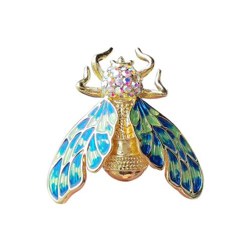 Zinc Alloy Brooches Bee plated fashion jewelry & enamel & with rhinestone nickel lead & cadmium free Sold By PC