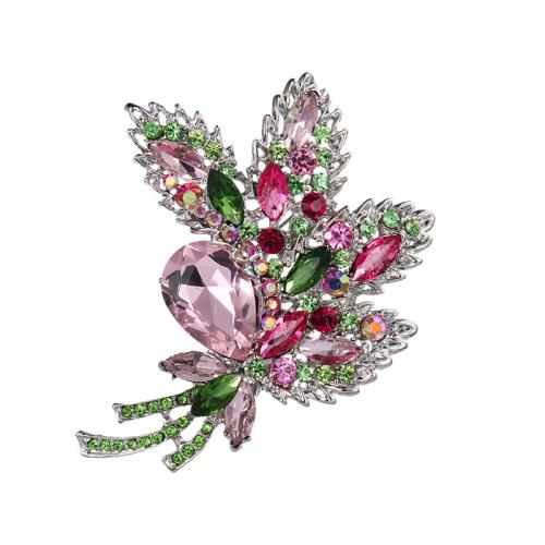 Zinc Alloy Brocher, Flower, forgyldt, mode smykker & med rhinestone, flere farver til valg, nikkel, bly & cadmium fri, 85x95mm, Solgt af PC