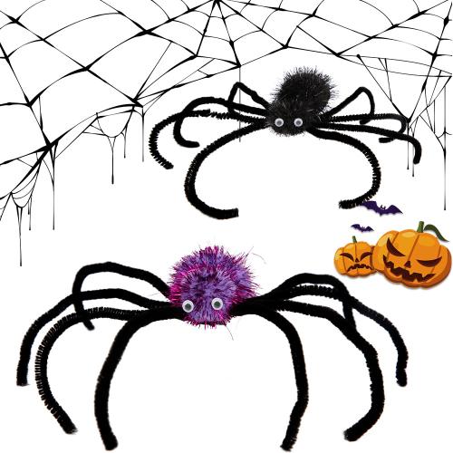 PET Beak Clip, med Polyester & Jern, Spider, halv håndlavet, Halloween Design & Unisex, flere farver til valg, Solgt af PC