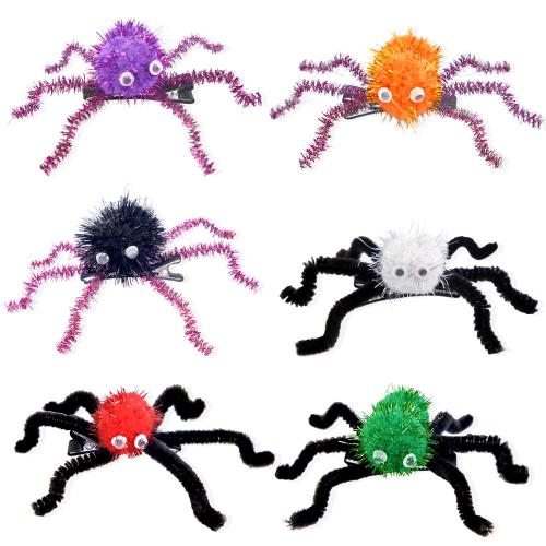 Wool Alligator Hair Clip with Iron Spider half handmade Halloween Design & 3D & for woman Sold By PC