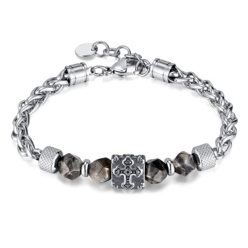 Bijoux bracelet en acier inoxydable, Acier inoxydable 304, avec 25mm chaînes de rallonge, bijoux de mode & pour homme, couleur originale, Longueur 195 mm, Vendu par PC