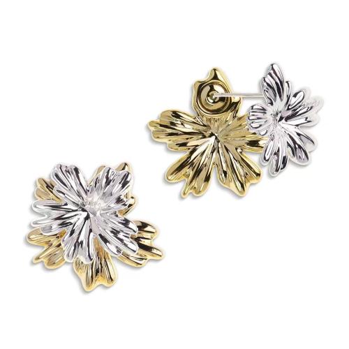 Lo zinco in lega Stud Earring, lega in zinco, Petali, placcato, per la donna, oro, 25x25mm, Venduto da coppia