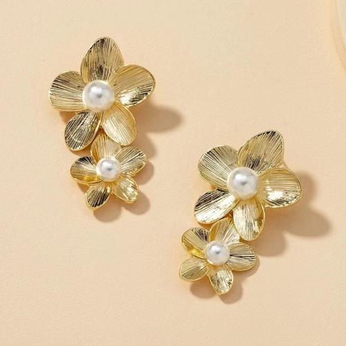 Zinc Alloy Stud Earring with Plastic Pearl handmade for woman Sold By Pair