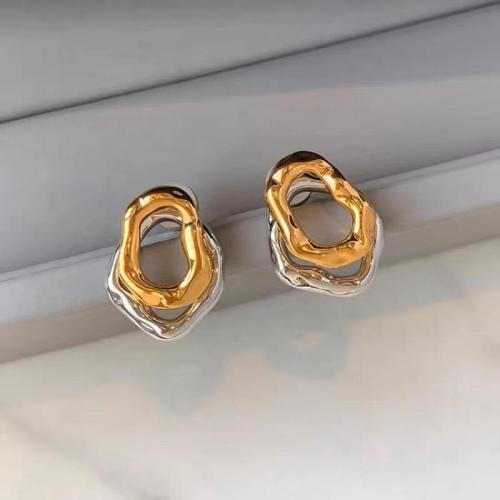 Lo zinco in lega Stud Earring, lega in zinco, placcato, per la donna, oro, 15x20mm, Venduto da coppia