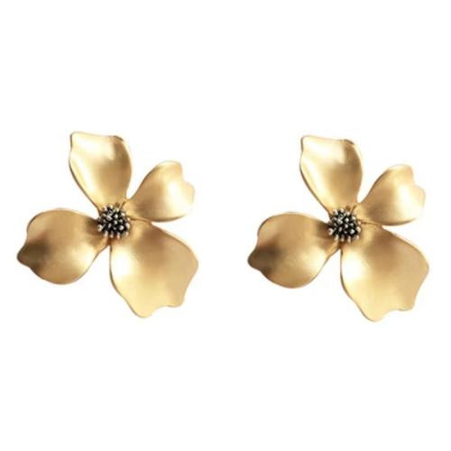 Lo zinco in lega Stud Earring, lega in zinco, Petali, placcato, per la donna, oro, 30x30mm, Venduto da coppia