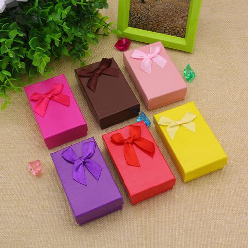 Κοσμήματα Gift Box, Χαρτί, με Σφουγγάρι & Φέλπα, Dustproof & πολυλειτουργικό, περισσότερα χρώματα για την επιλογή, 50x80x25mm, Sold Με PC