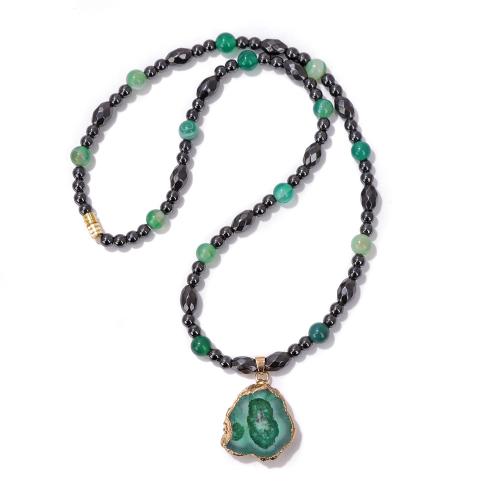 Natural Gemstone Necklace Zinc Alloy with Gemstone & Hematite handmade Unisex Sold By PC