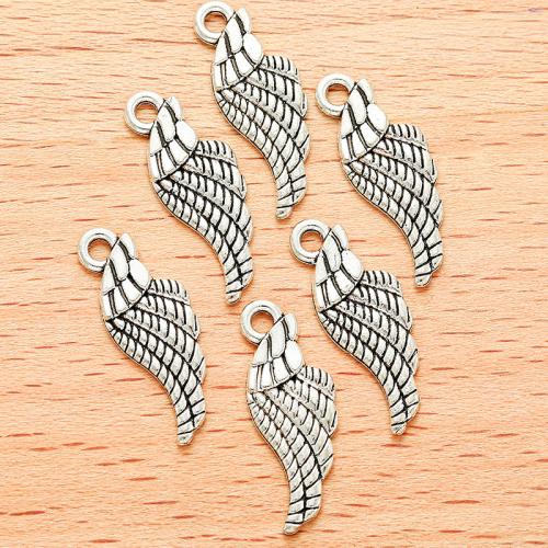 Zink legering Feather Pendler, Zinc Alloy, forgyldt, du kan DIY, flere farver til valg, 19x7mm, 100PC/Bag, Solgt af Bag