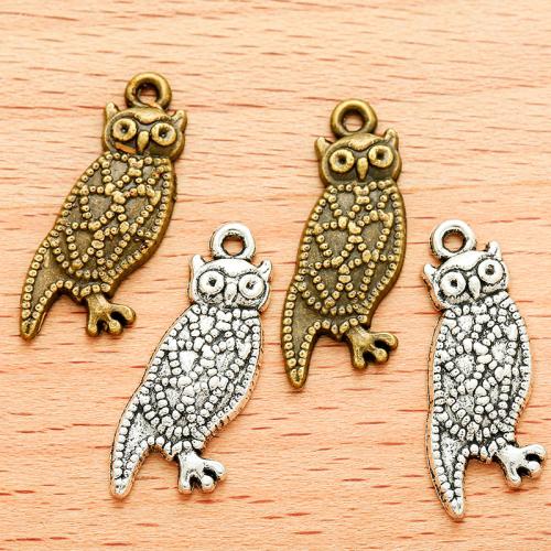 Zinc Alloy Animal Pendler, Owl, forgyldt, du kan DIY, flere farver til valg, 25x10mm, 100PC/Bag, Solgt af Bag