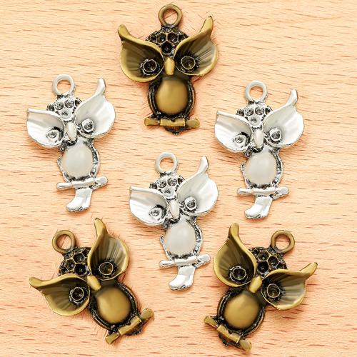 Zinc Alloy Animal Pendler, Owl, forgyldt, du kan DIY, flere farver til valg, 27x18mm, 100PC/Bag, Solgt af Bag