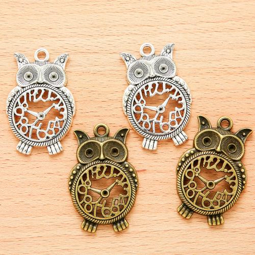 Zinc Alloy Animal Pendler, Owl, forgyldt, du kan DIY, flere farver til valg, 49x31mm, 100PC/Bag, Solgt af Bag