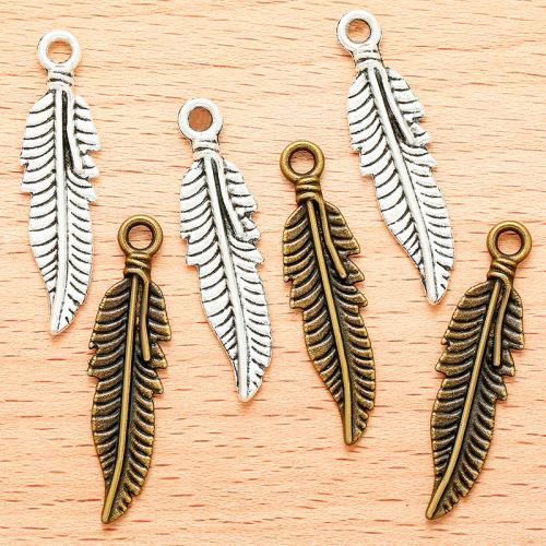 Pendentifs de Feather alliage zinc, alliage de zinc, forme de plume, Placage, DIY, plus de couleurs à choisir, 37x9mm, 100PC/sac, Vendu par sac