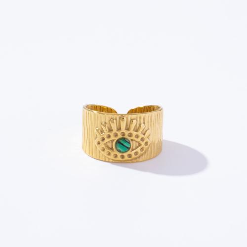 Aço inoxidável 304 Cuff Ring Finger, with misto de pedras semi-preciosas, 18K banhado a ouro, Vario tipos a sua escolha & para mulher & com strass & vazio, tamanho:6-8, vendido por PC