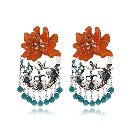 Zinc Alloy Stud Earring with Turquoise fashion jewelry & for woman & enamel Sold By Pair