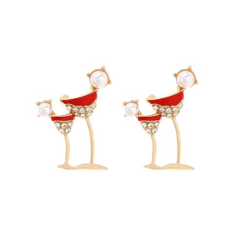 Zinc Alloy Stud Earring fashion jewelry & for woman & enamel & with rhinestone Sold By Pair