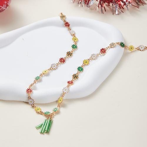 Christmas Necklaces Zinc Alloy with 5cm extender chain Christmas Design & fashion jewelry & for woman & enamel multi-colored Length Approx 45 cm Sold By PC