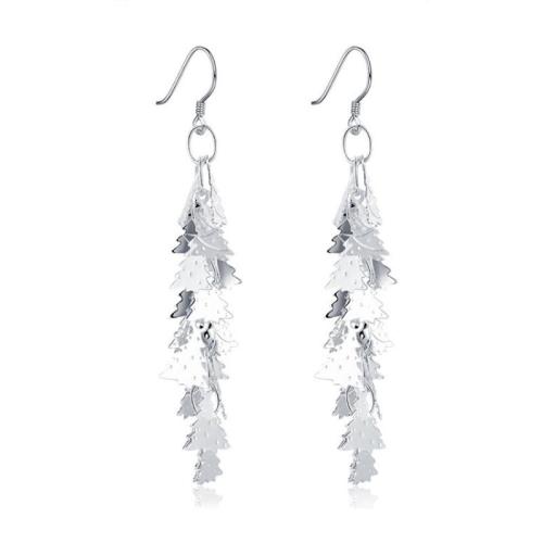 Christmas Earrings Zinc Alloy Christmas Tree Christmas Design & fashion jewelry & for woman silver color Sold By Pair