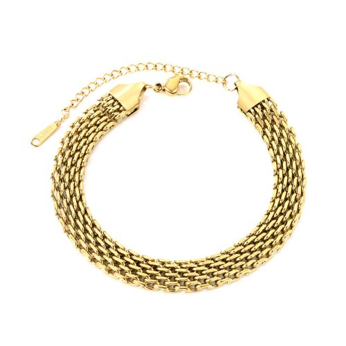 Edelstahl Schmuck Armband, 304 Edelstahl, mit Verlängerungskettchen von 5cm, 18K vergoldet, Modeschmuck & für Frau, goldfarben, verkauft per ca. 17 cm Strang