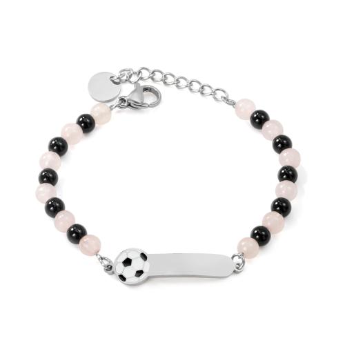 Bijoux bracelet en acier inoxydable, Acier inoxydable 304, avec Des billes de verre, avec 3cm chaînes de rallonge, bijoux de mode & pour femme, Longueur Environ 13 cm, Vendu par PC