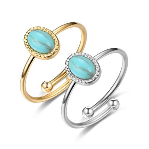 Stainless Steel Finger Ring 304 Stainless Steel with turquoise fashion jewelry & Unisex inside diameter 17mm Sold By PC