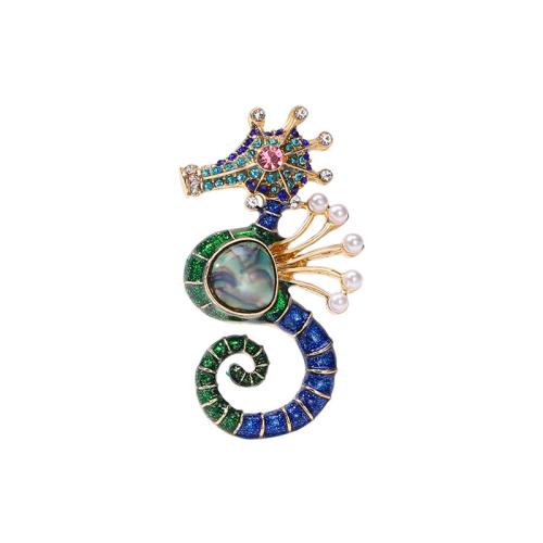 Sinc Alloy Dealga, le Pearl Plaisteacha, Seahorse, jewelry faisin & do bhean & le rhinestone, 58x31mm, Díolta De réir PC