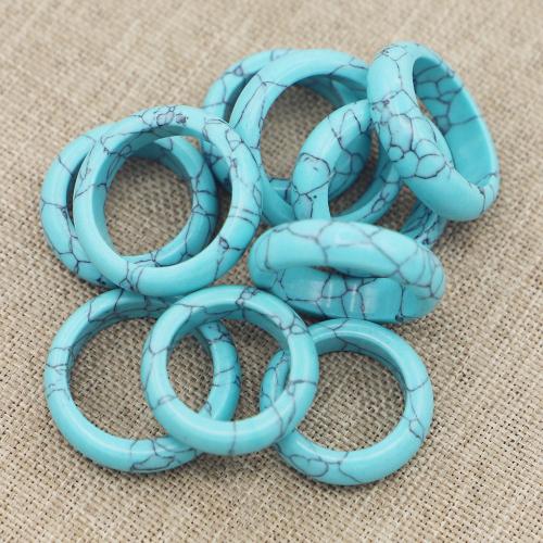 Turquoise Finger Ring Natural Turquoise Donut Unisex turquoise blue 6mm Sold By PC