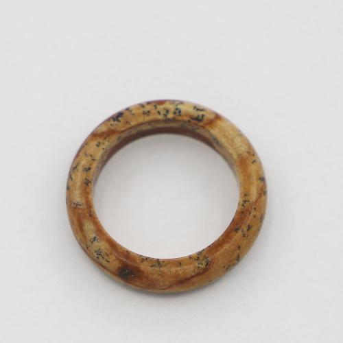 Gemstone Finger Ring, Pictiúr Jasper, Donut, unisex & méid éagsúla do rogha, 6mm, Díolta De réir PC