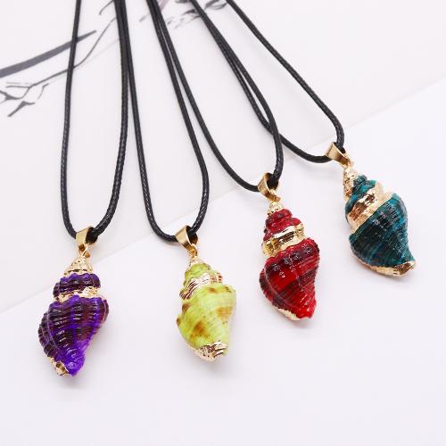 Natural Trumpet Shell Pendants with Brass Conch gold color plated dyed & DIY x27- Sold By PC