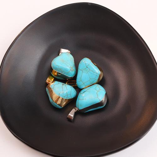 Turquoise Pendant with Brass plated DIY Sold By PC